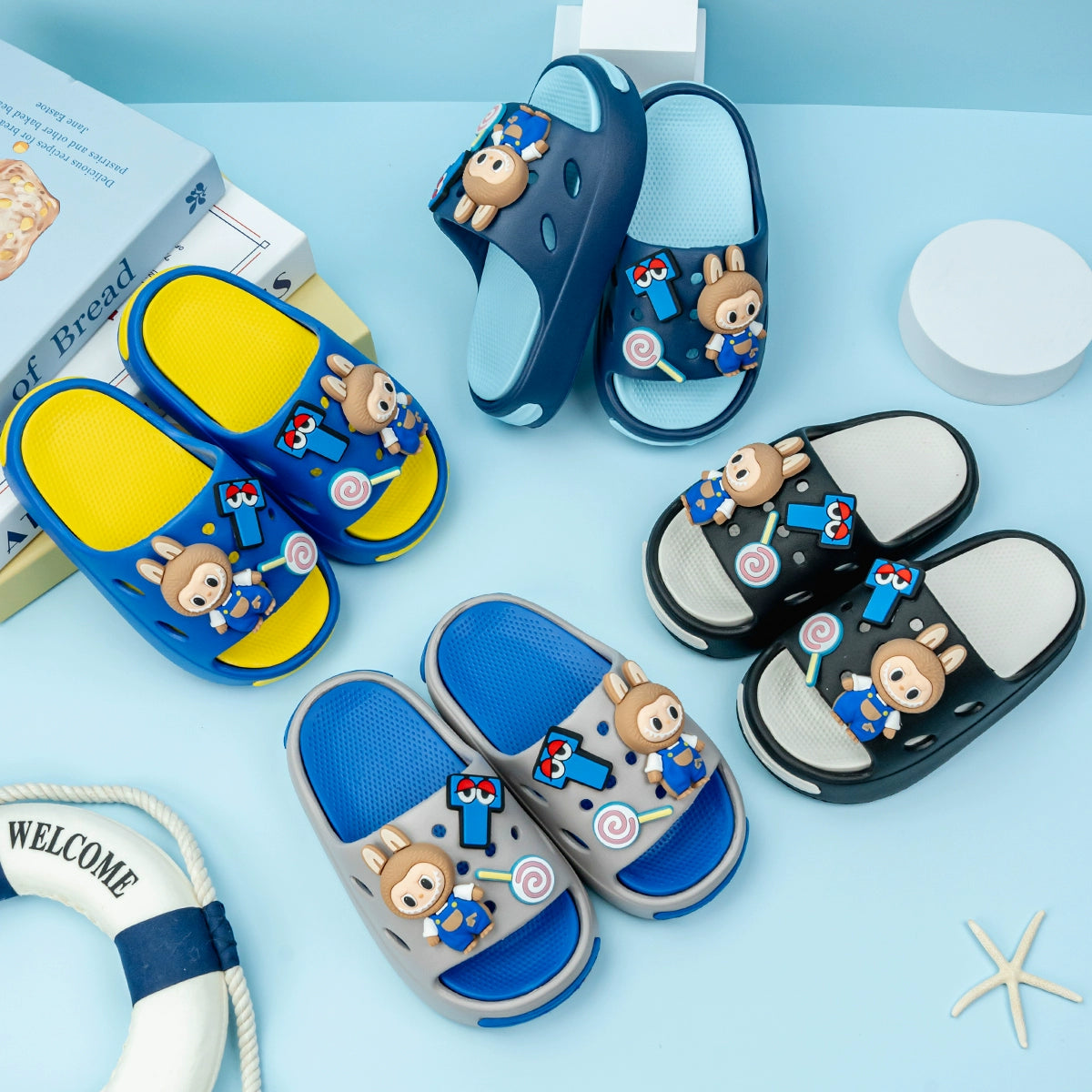 EVA Slippers Blue and Black Ages 2-10