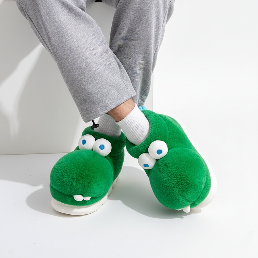 Mega Fluffy Crocodile Slippers Warm and Soft Ages 12 to Adults