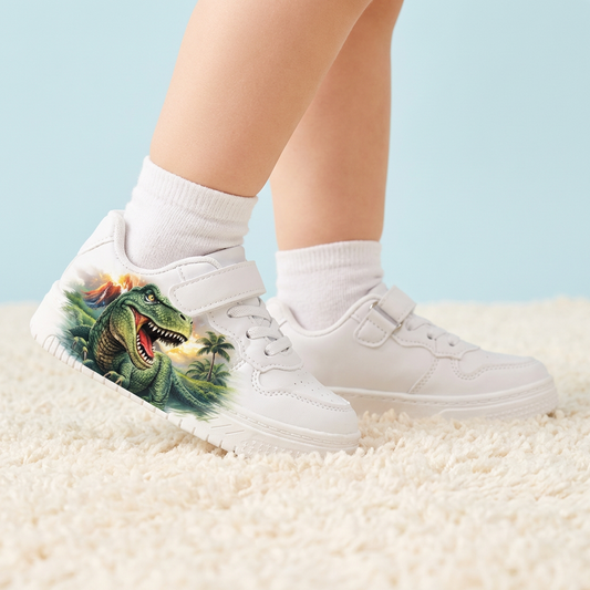 Premium White Dinosaur Sneakers for Kids (Ages 2–12)