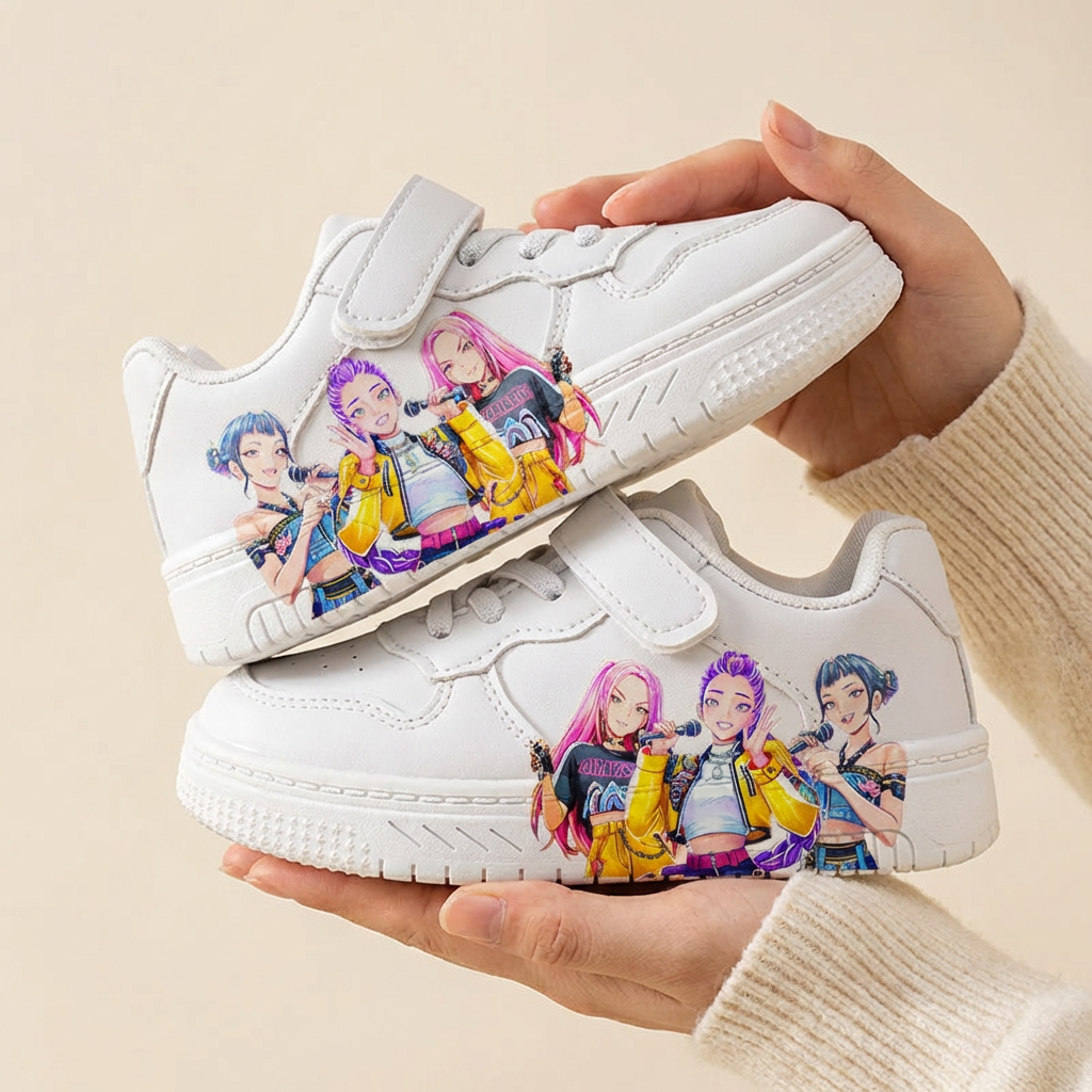Trendy White KPop Sneakers for Kids (Ages 3–12)