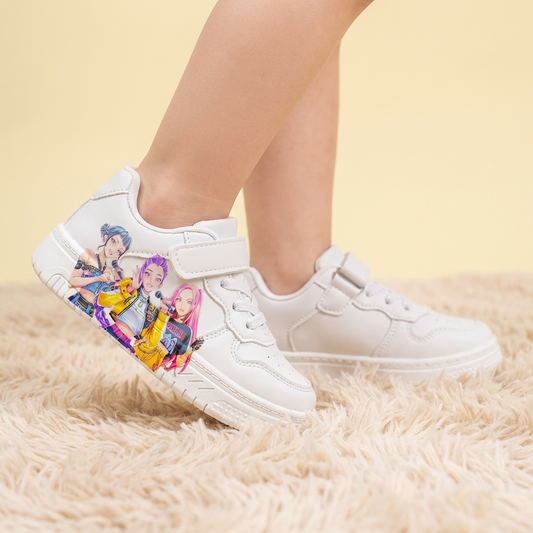 Trendy White KPop Sneakers for Kids (Ages 3–12)