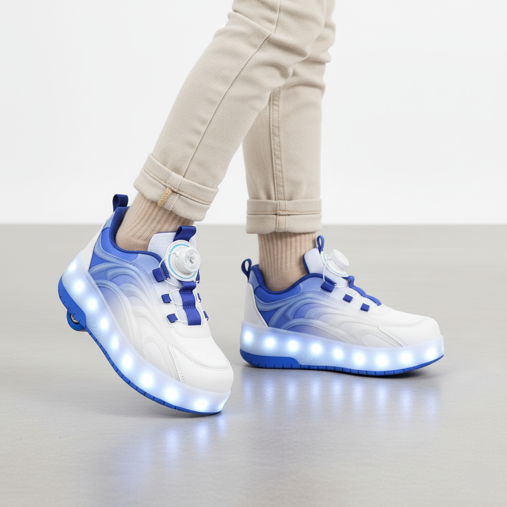 LED Roller Skate Sneakers for Kids – USB Rechargeable Ages 5-14