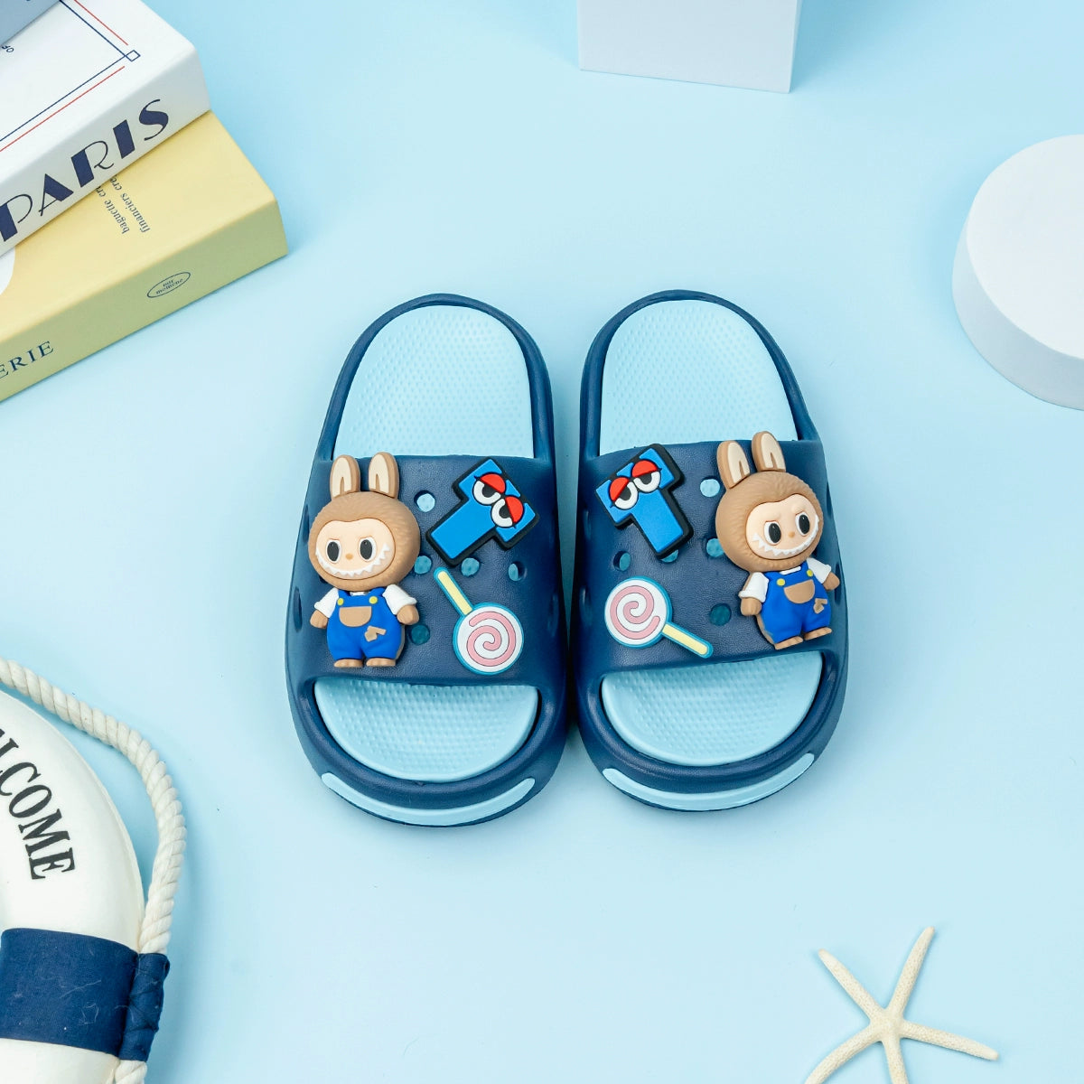 EVA Slippers Blue and Black Ages 2-10