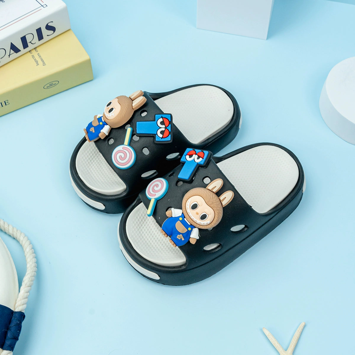 EVA Slippers Blue and Black Ages 2-10