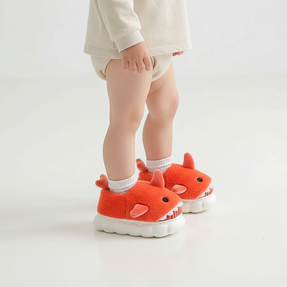 Plush Shark Slippers Warm and Non-Slip Ages 3-14