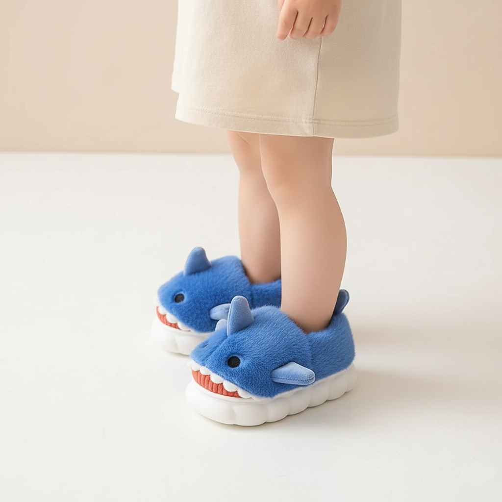 Plush Shark Slippers Warm and Non-Slip Ages 3-14