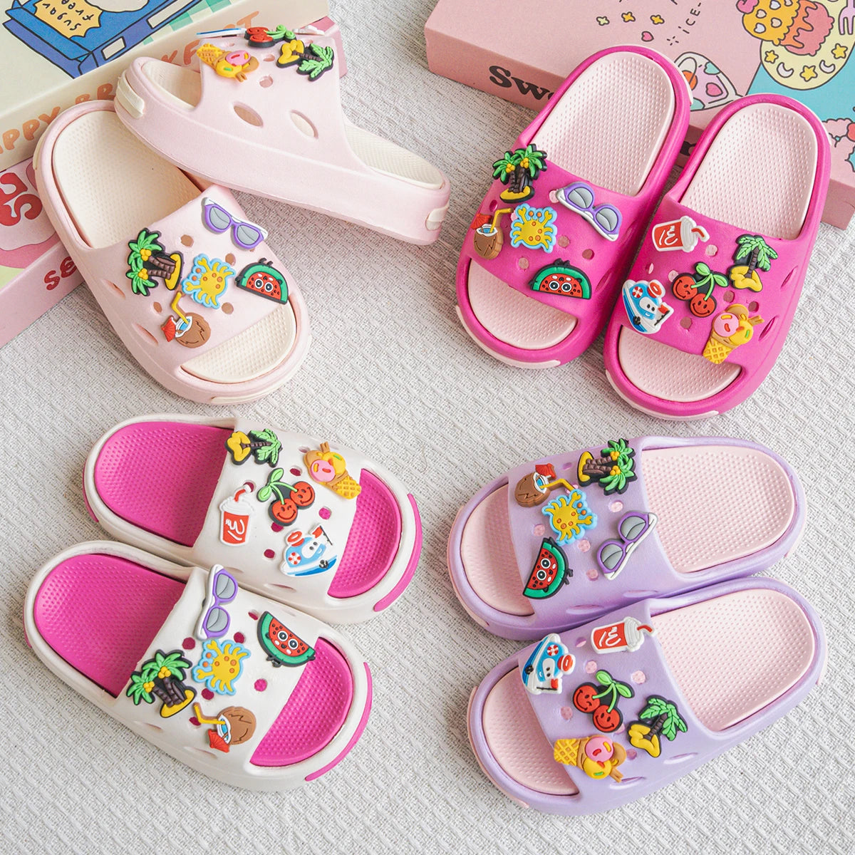 Papuci de casă cu talpă moale și antiderapantă (vârste 2-9 ani)