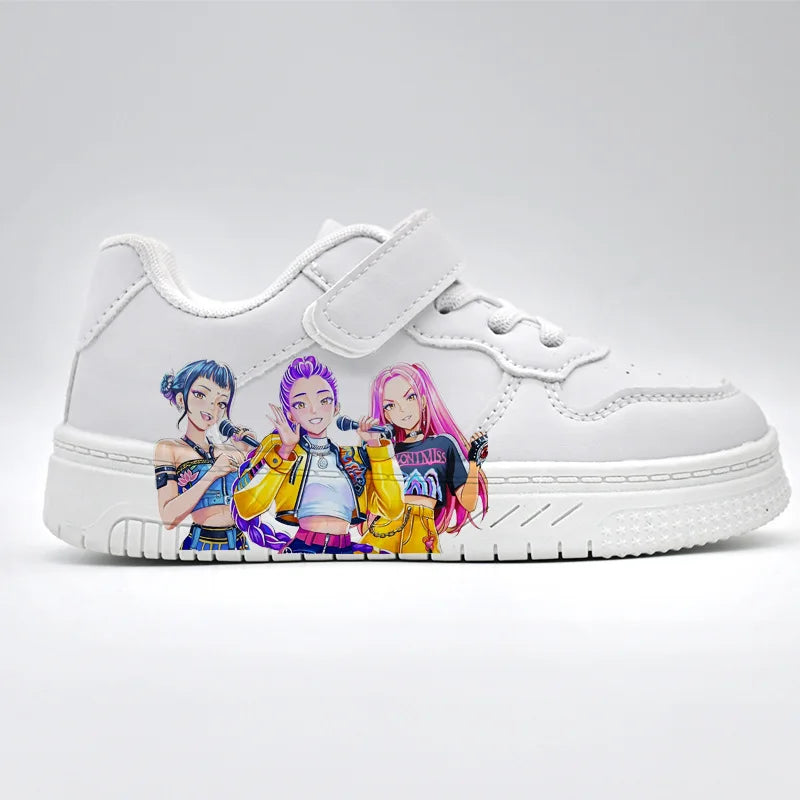 Trendy White KPop Sneakers for Kids (Ages 3–12)