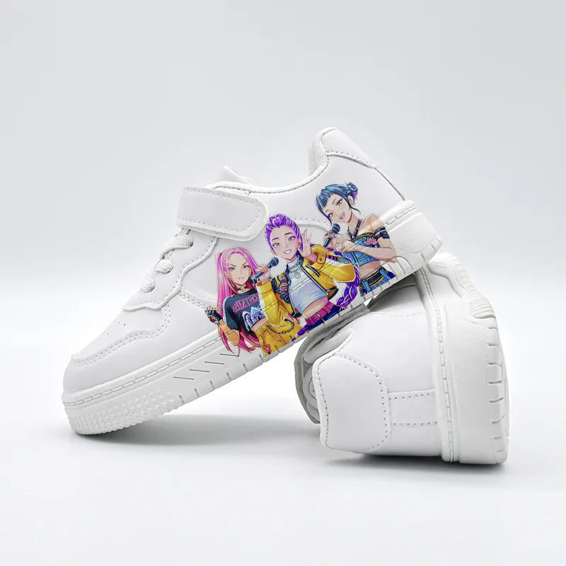 Trendy White KPop Sneakers for Kids (Ages 3–12)