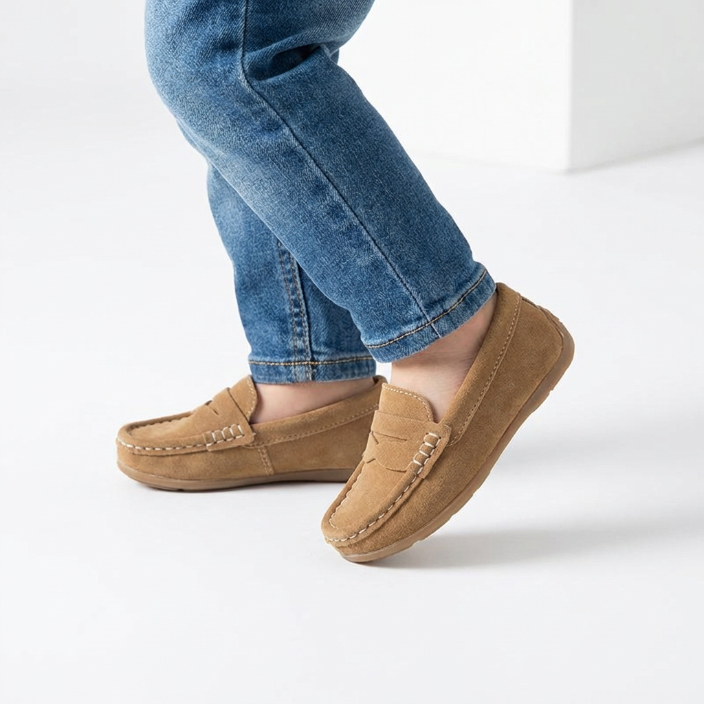 Kids Classic Leather Slip-On Loafers – School & Casual Wear