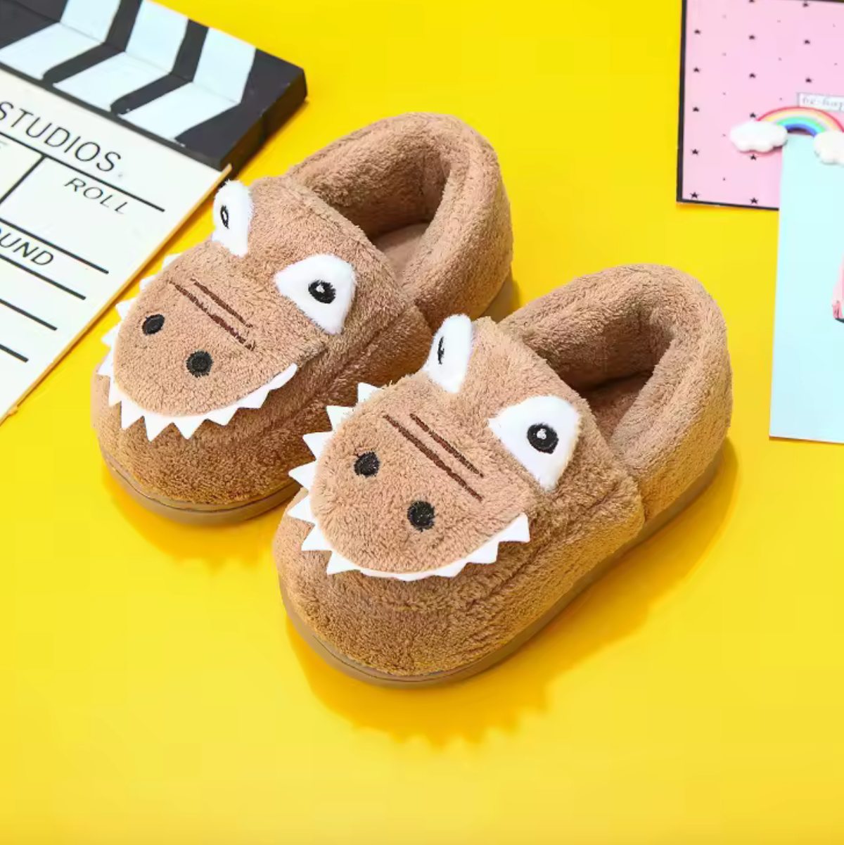 Soft Cartoon Dino Slippers Ages 1-6
